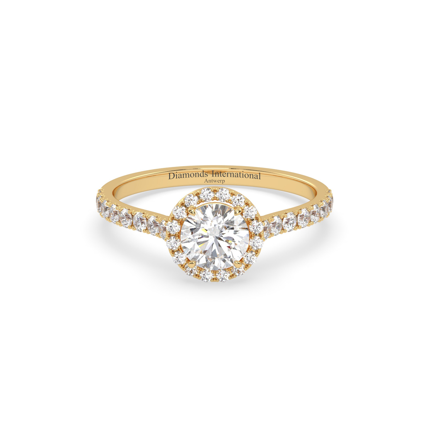 18k rose gold  round cut halo pave set diamond ring Photos & images