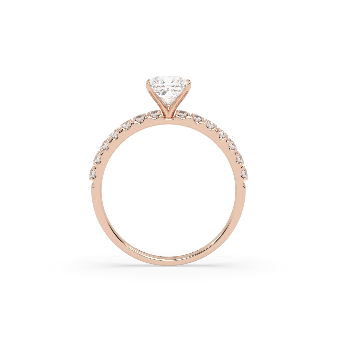 18k rose gold  princess cut pave set diamond ring