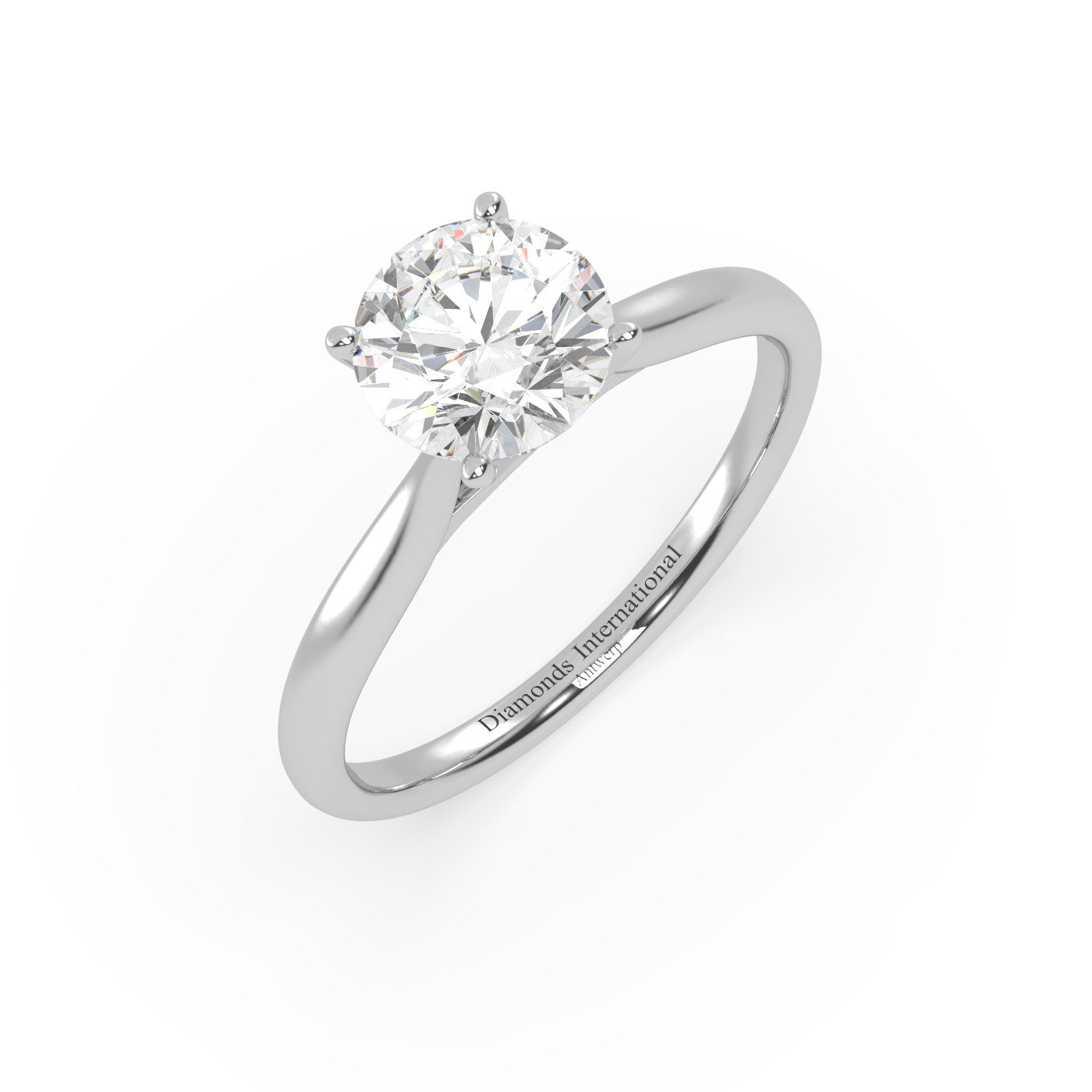 18k white gold  round cut solitaire ring