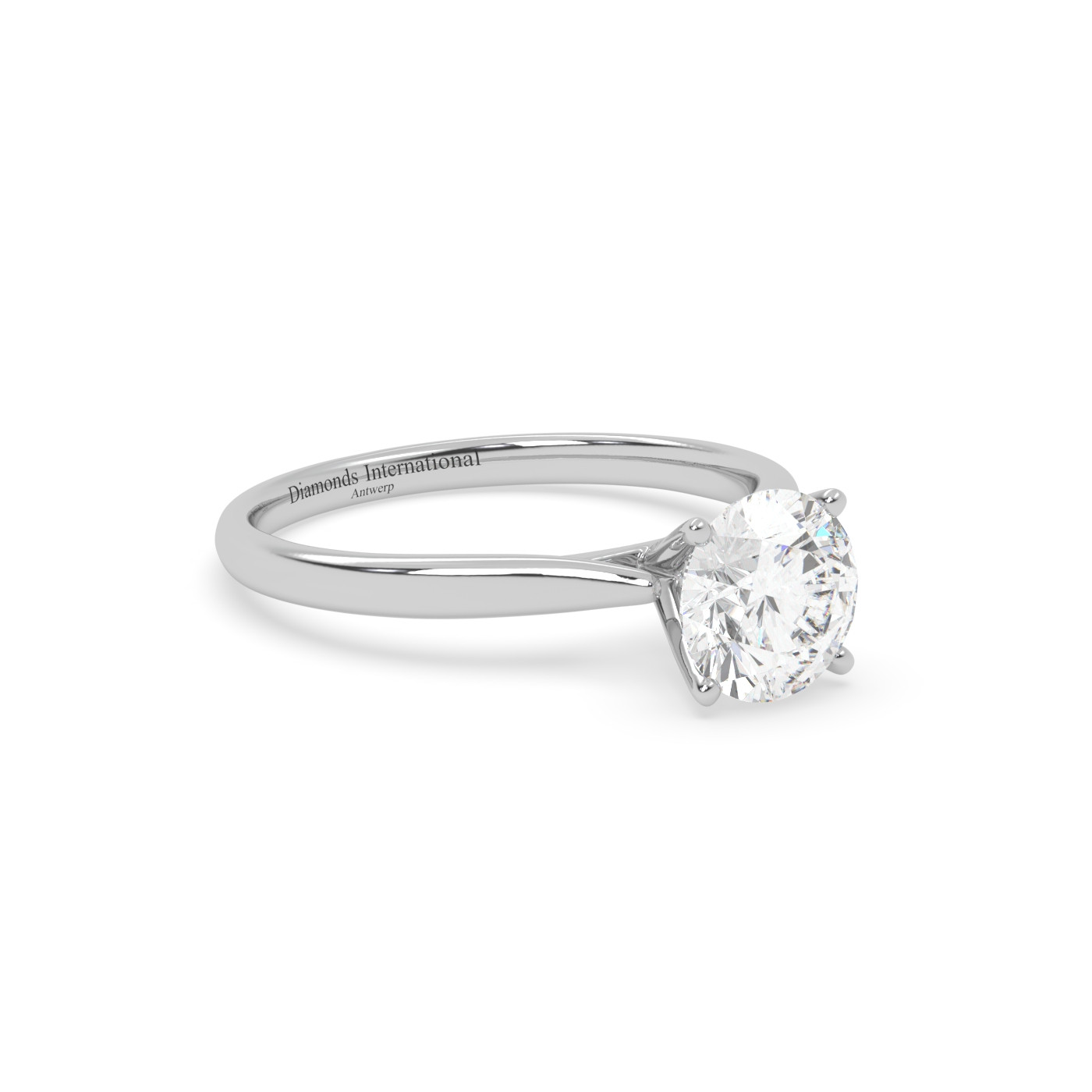 18k white gold  round cut solitaire ring