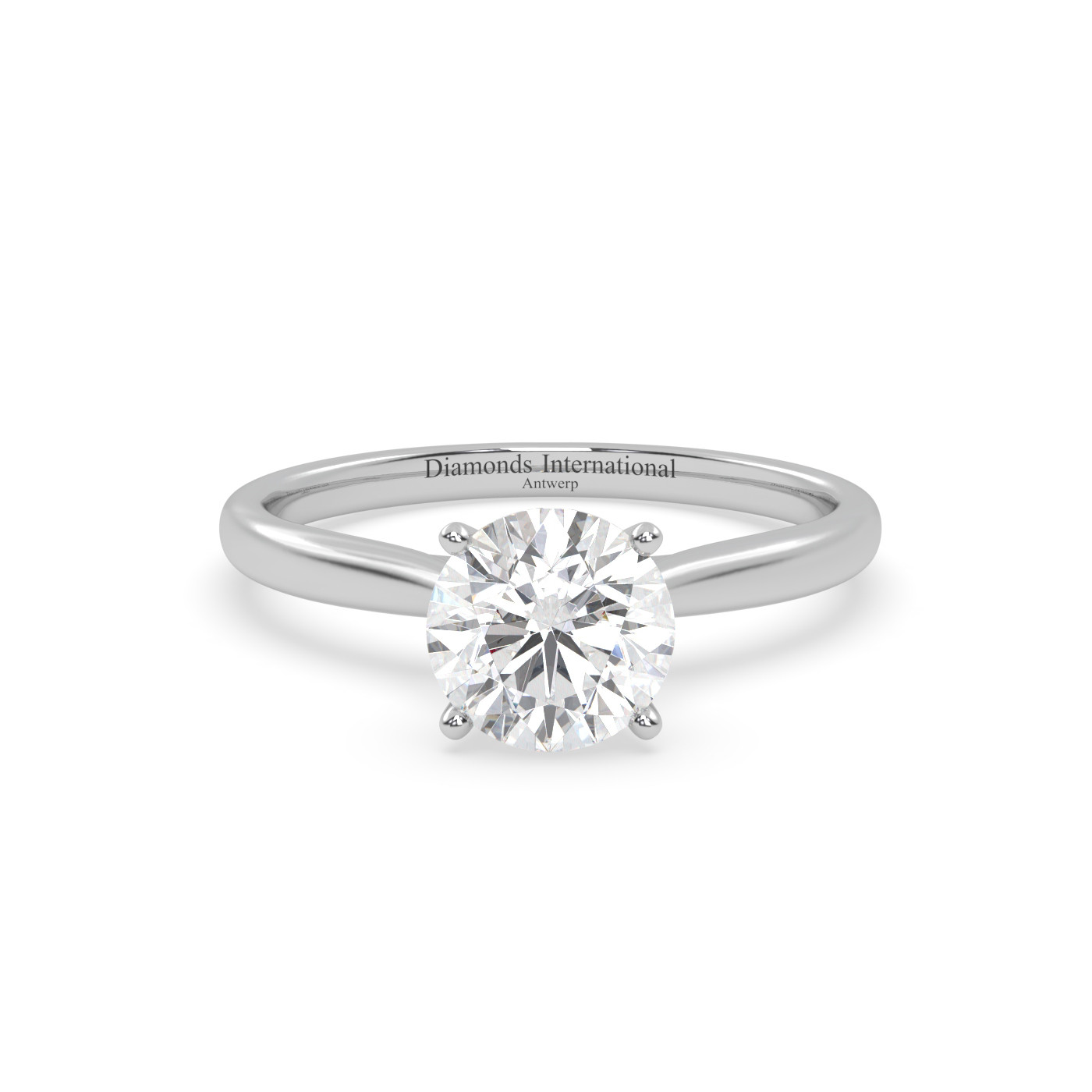 18k white gold  round cut solitaire ring