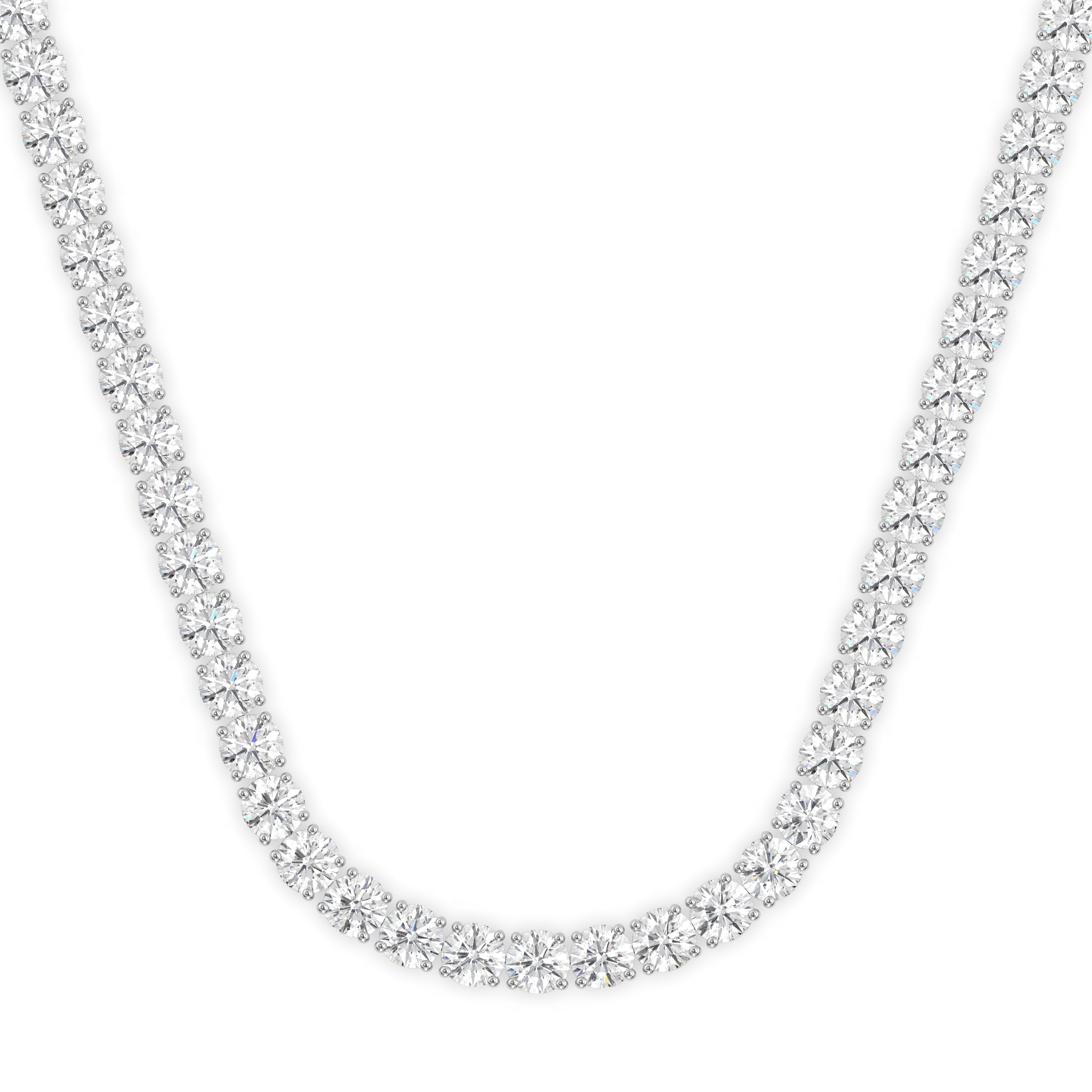 18k white gold  4.0 carat round diamond tennis minimalist necklace Photos & images