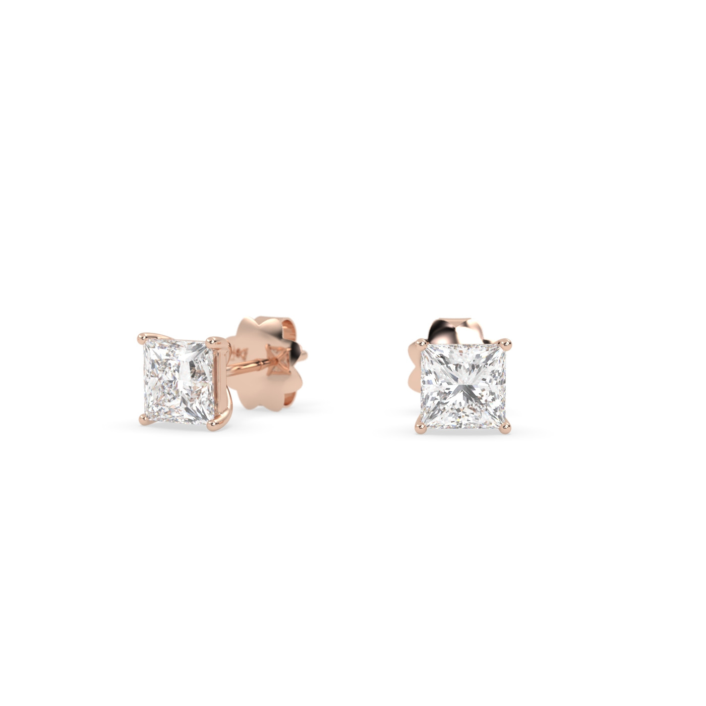 18k rose gold  diamond stud earrings with 4 prongs
