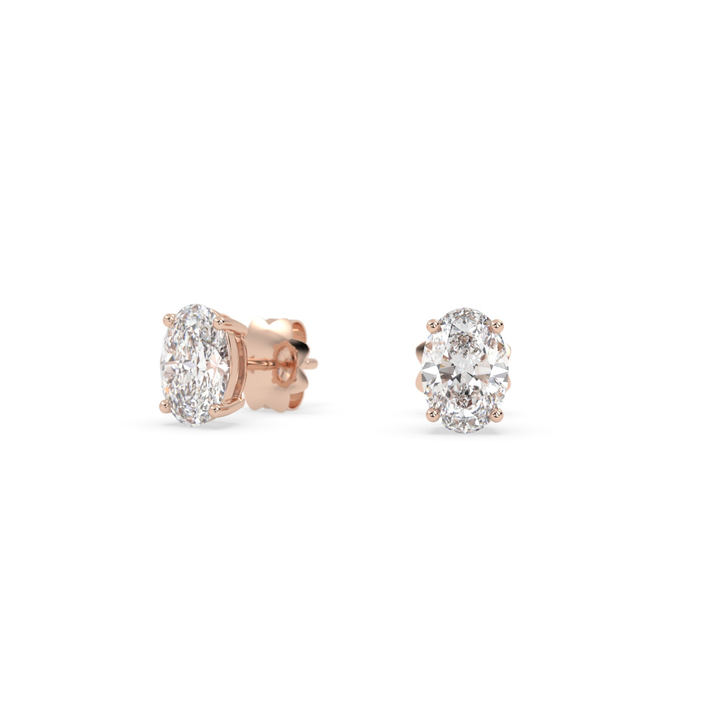 18k rose gold  diamond stud earrings with 4 prongs
