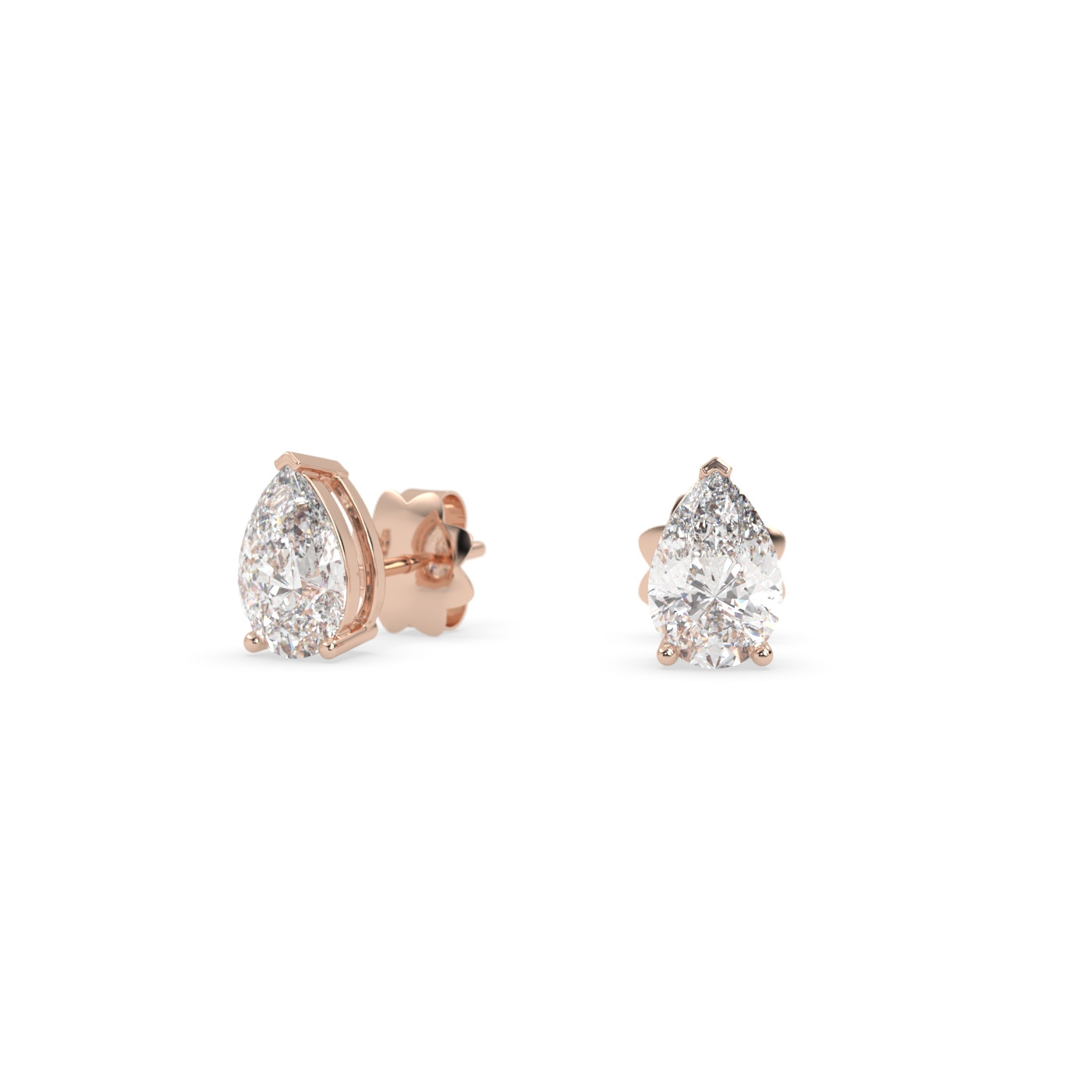 18k white gold  pear diamond stud earrings with screw backs Photos & images