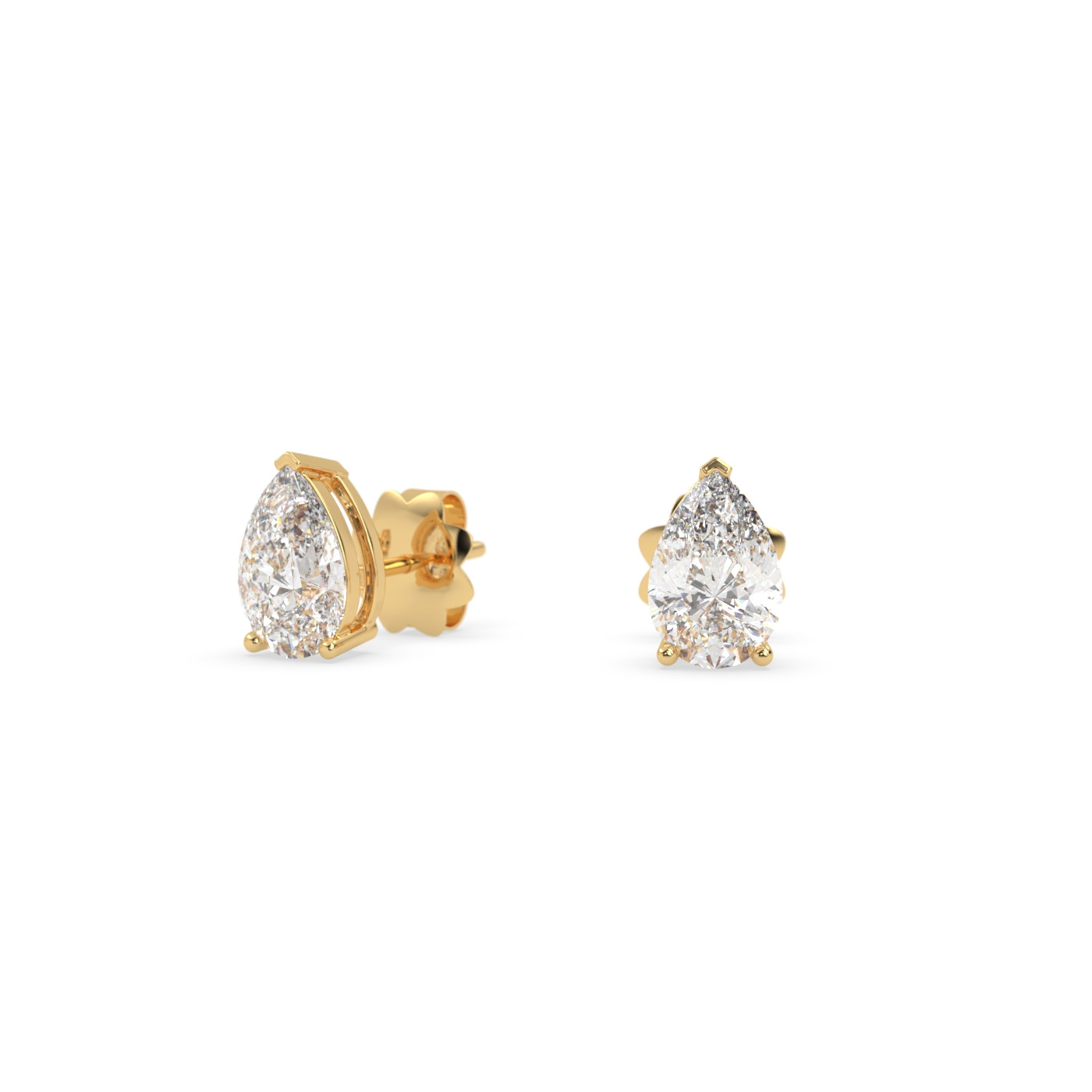 18k white gold  pear diamond stud earrings with screw backs Photos & images