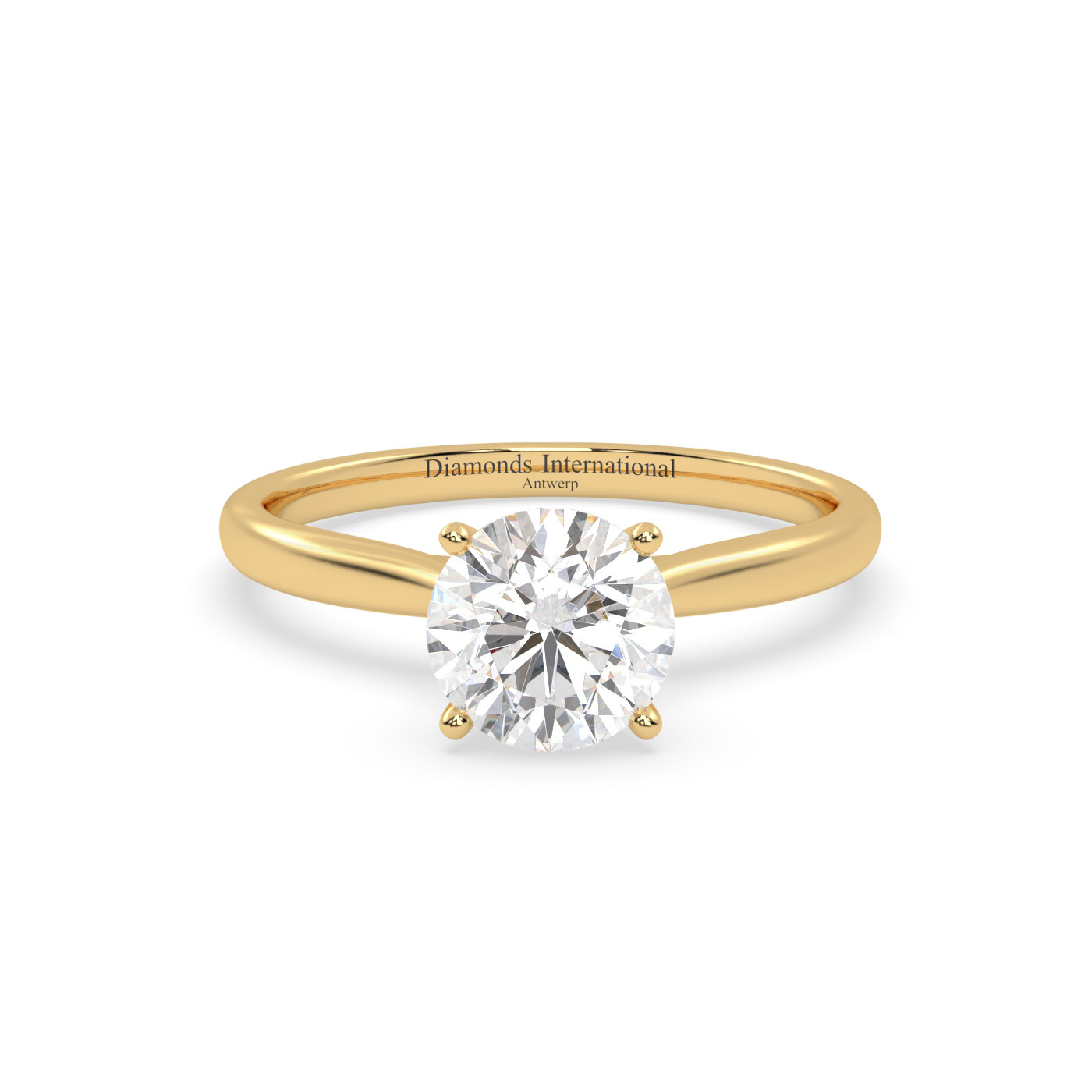 18k yellow gold  round cut solitaire ring