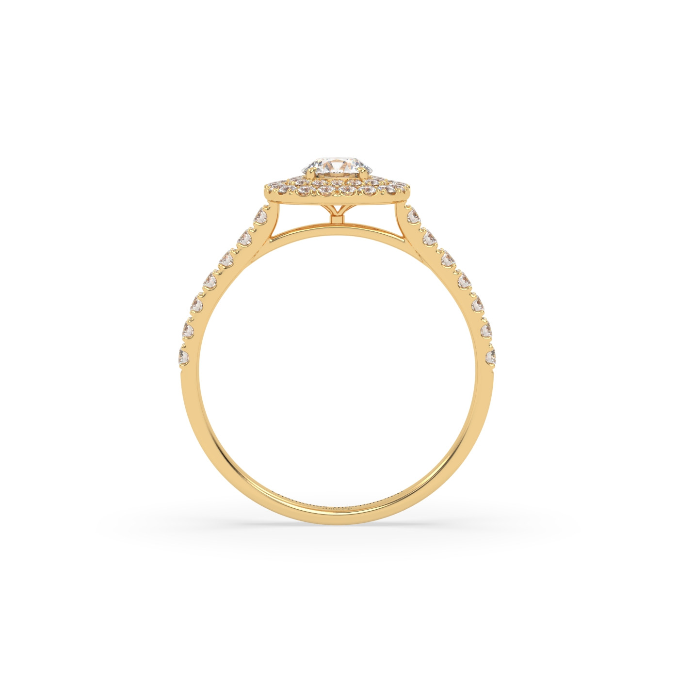 18k yellow gold  round cut double halo diamond engagament ring