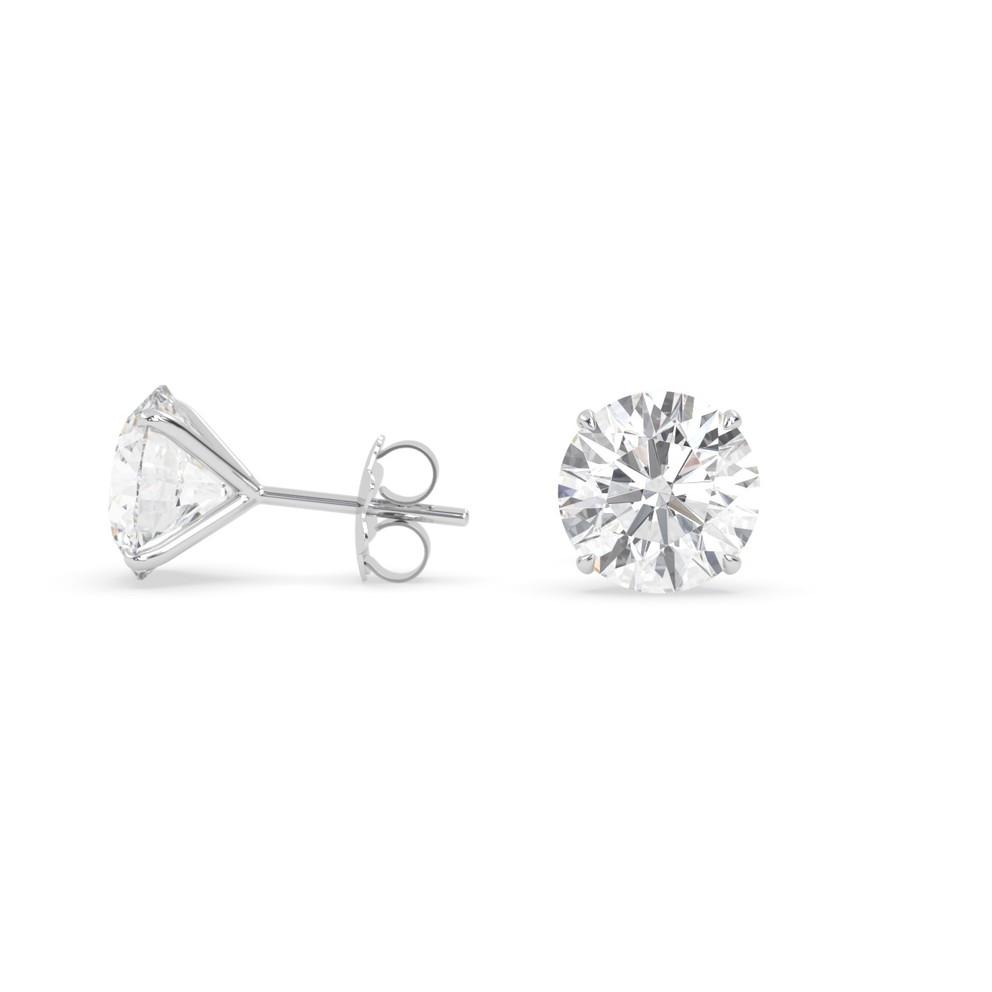 18k white gold  diamond stud earrings with 4 prongs