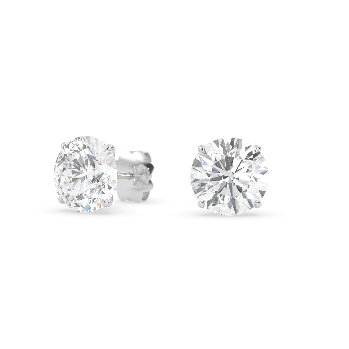 18k white gold  diamond stud earrings with 4 prongs