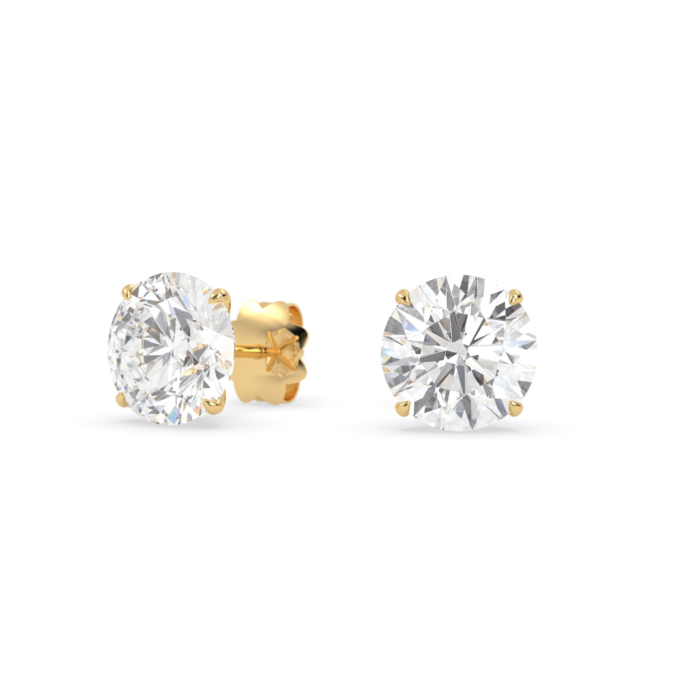 18k yellow gold  diamond stud earrings with 4 prongs