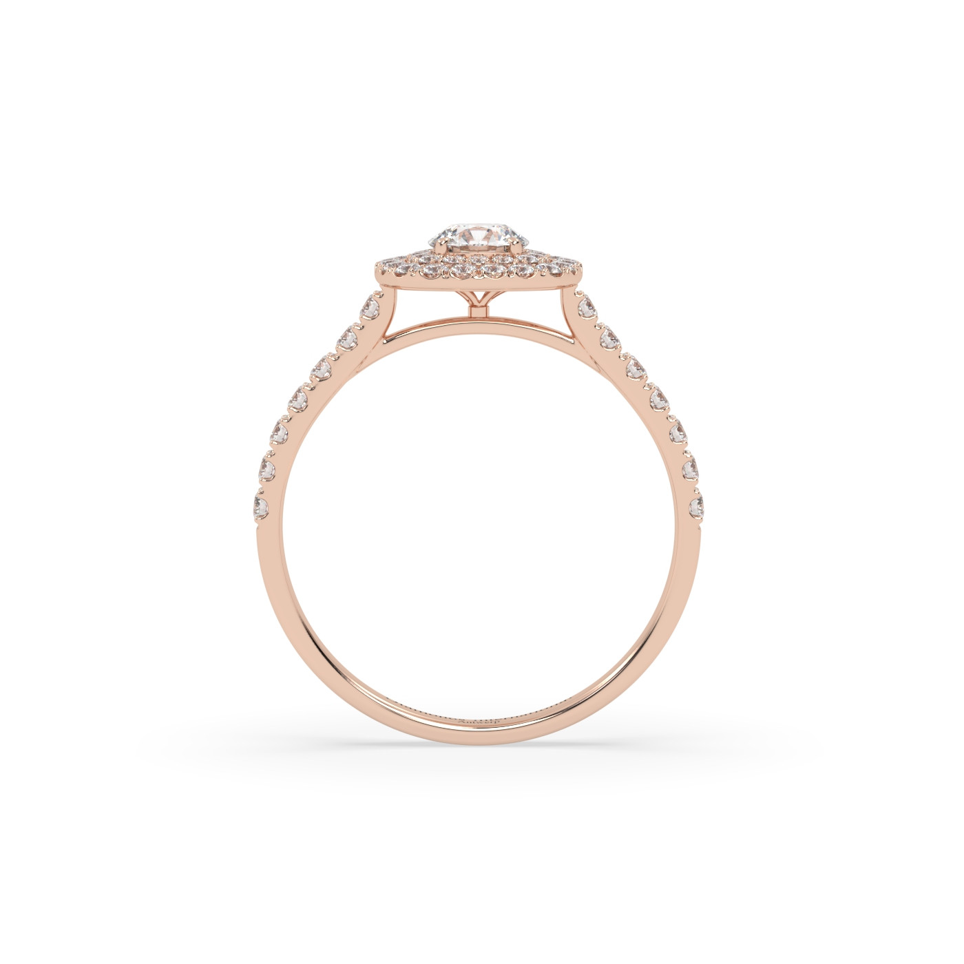 18k rose gold  round cut double halo diamond engagament ring