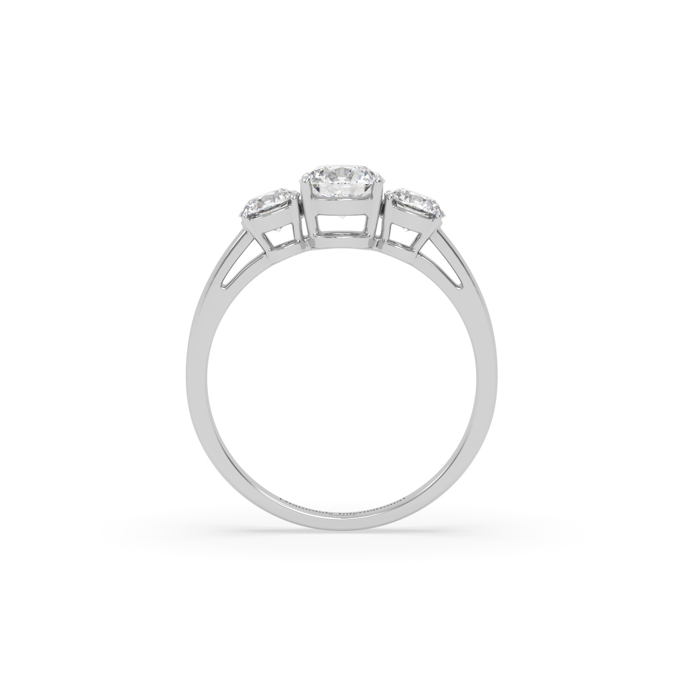 18k white gold  round cut 3 stone diamond ring