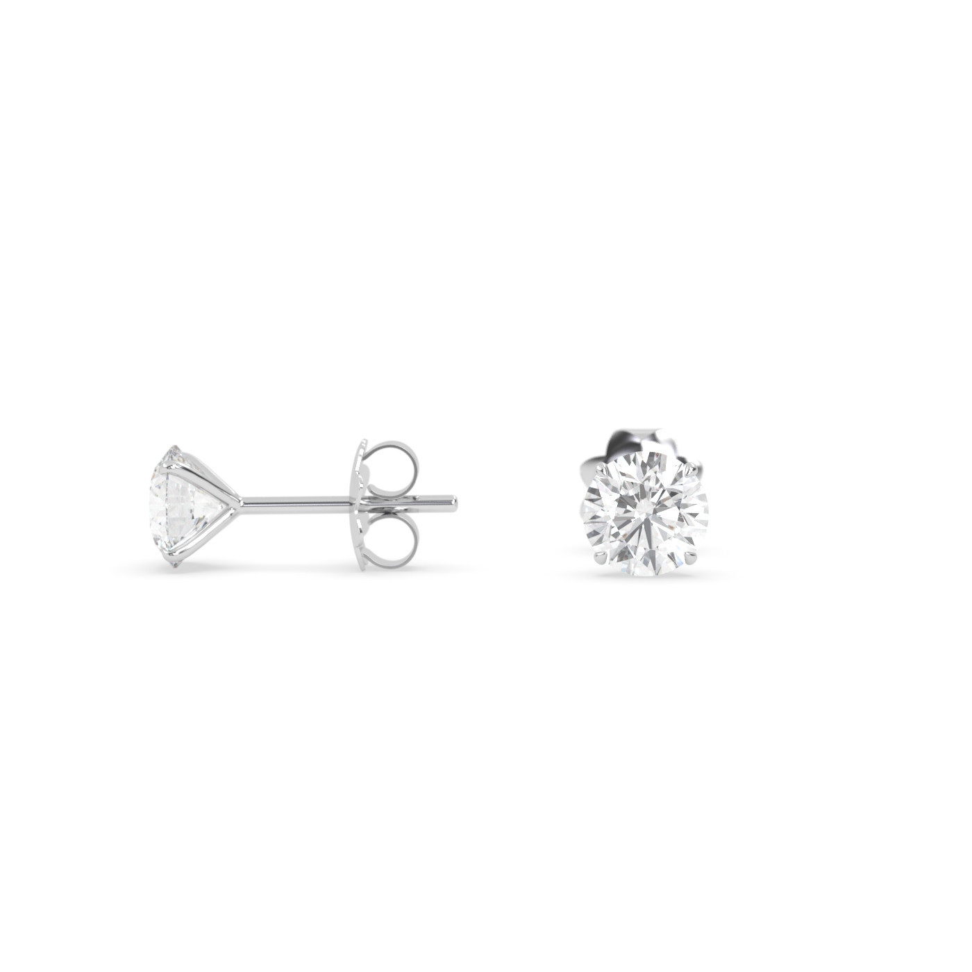 18K WHITE GOLD  Natural Diamond Stud Earrings with 4 Prongs