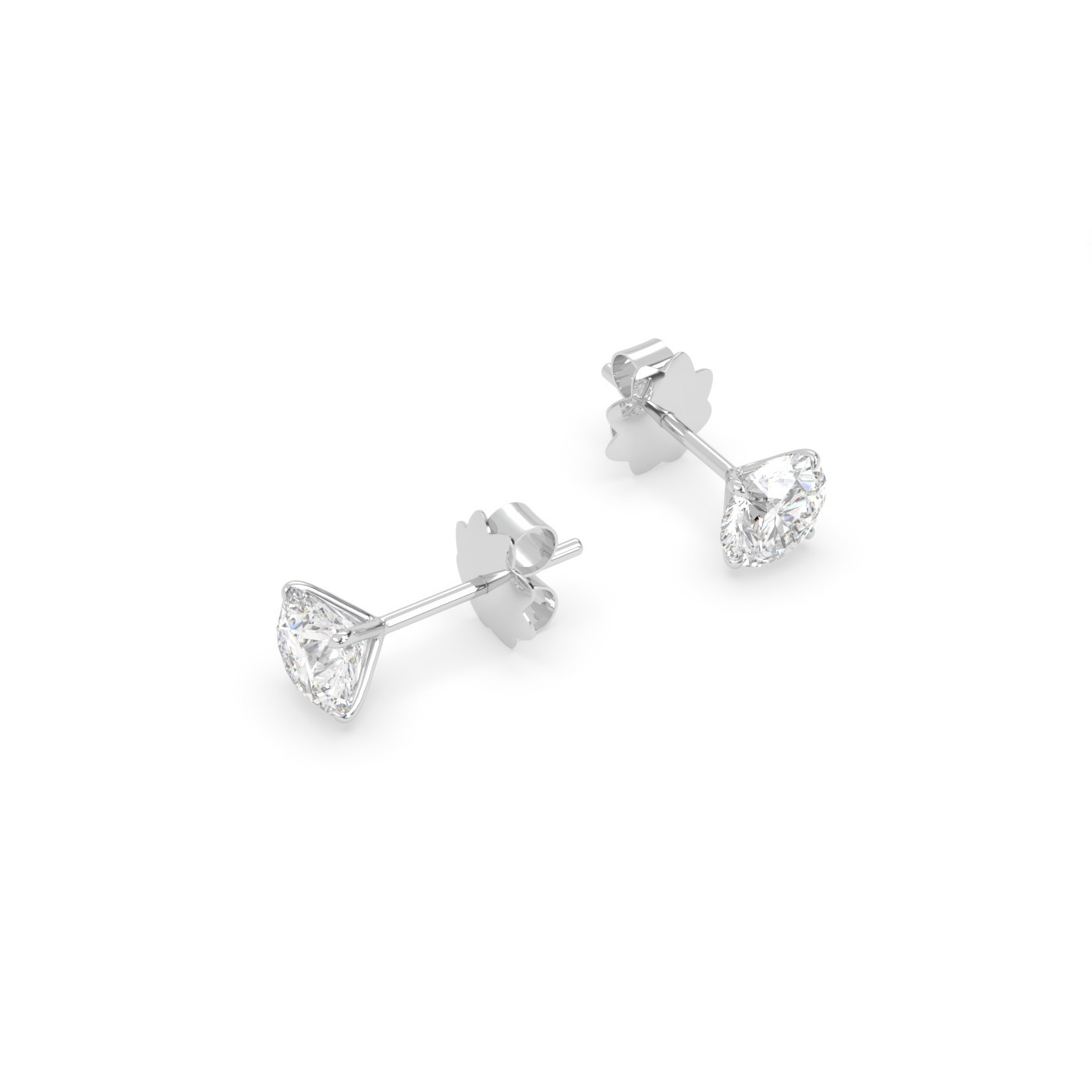 18k white gold  natural diamond stud earrings with 4 prongs