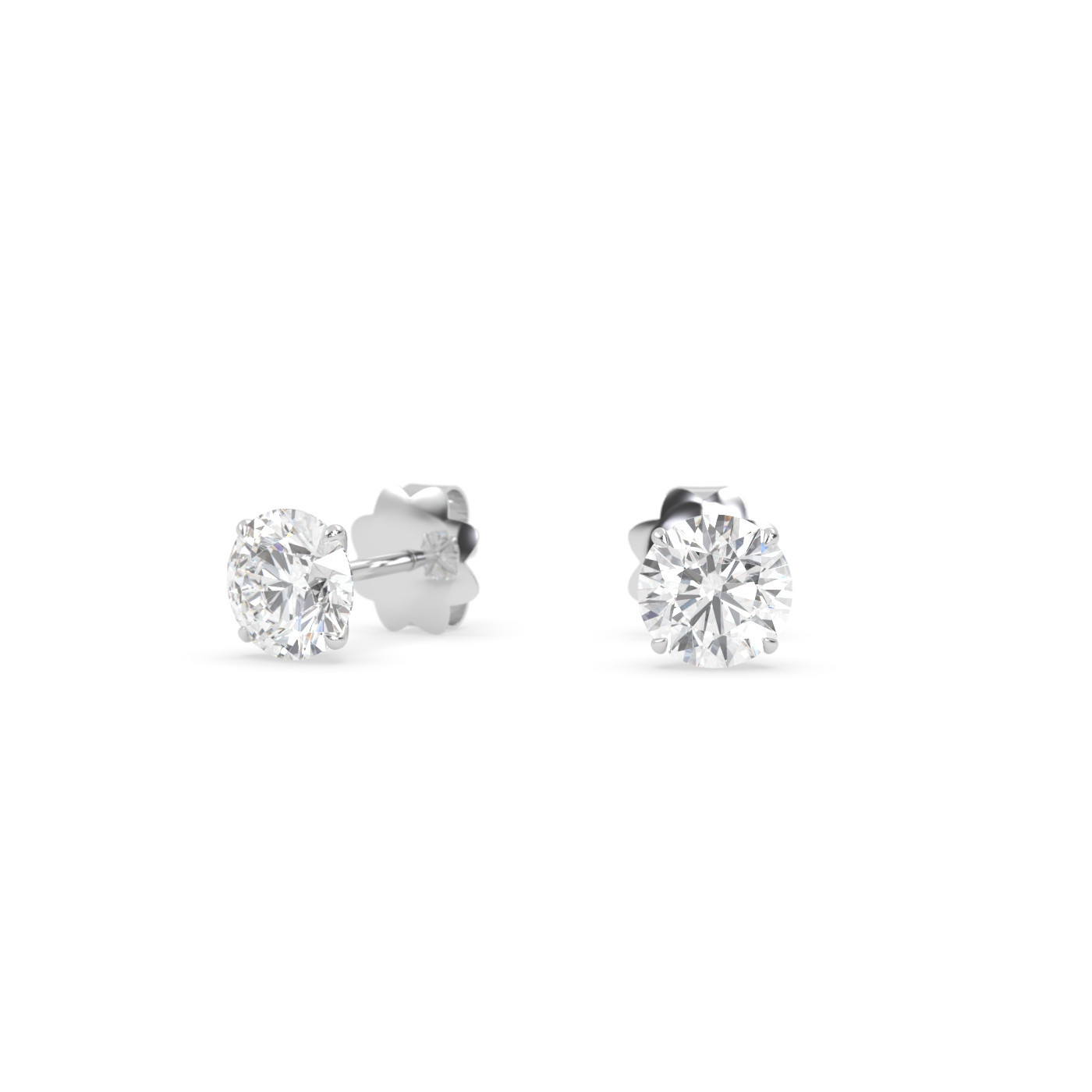 18K WHITE GOLD  Natural Diamond Stud Earrings with 4 Prongs