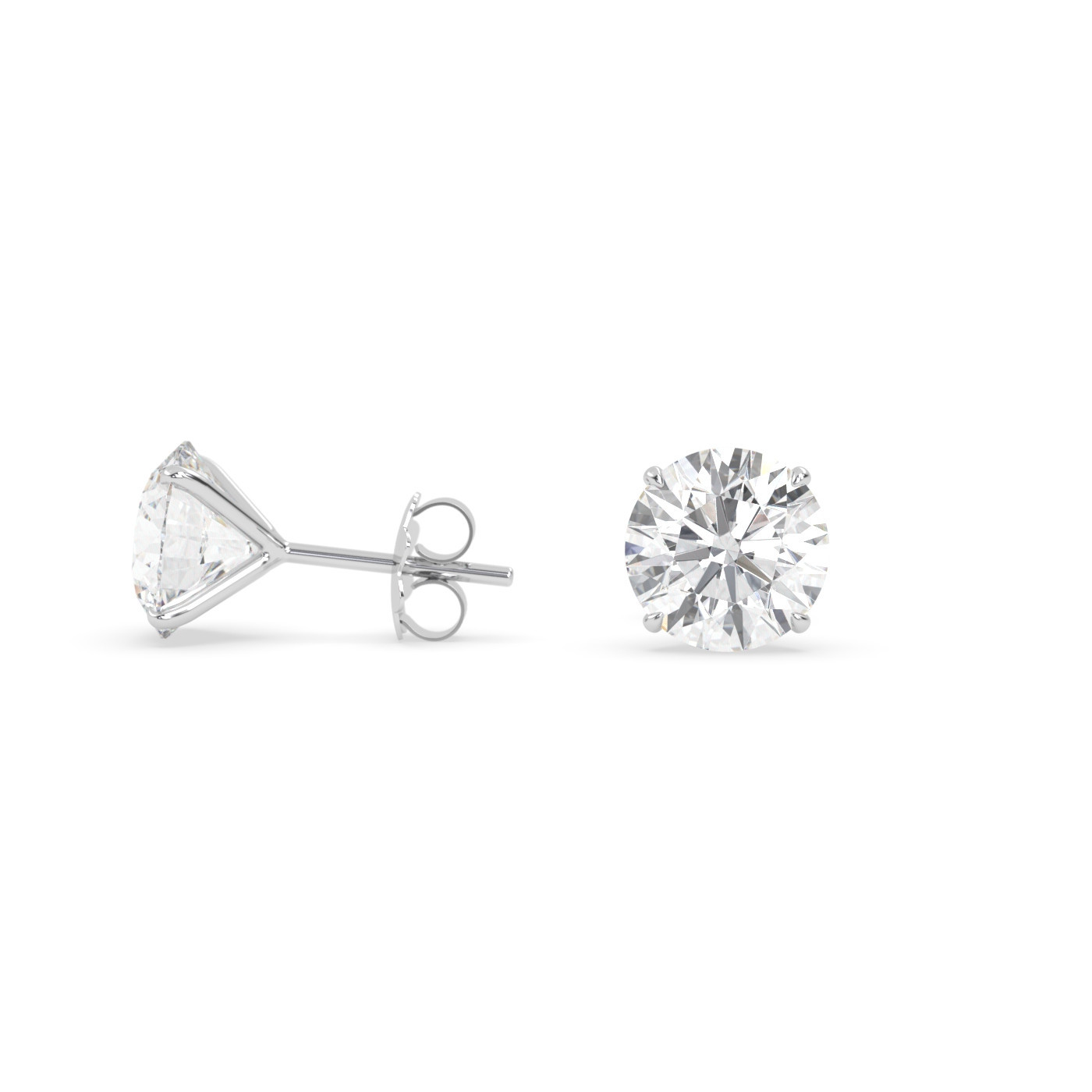 18k white gold  natural diamond stud earrings with 4 prongs