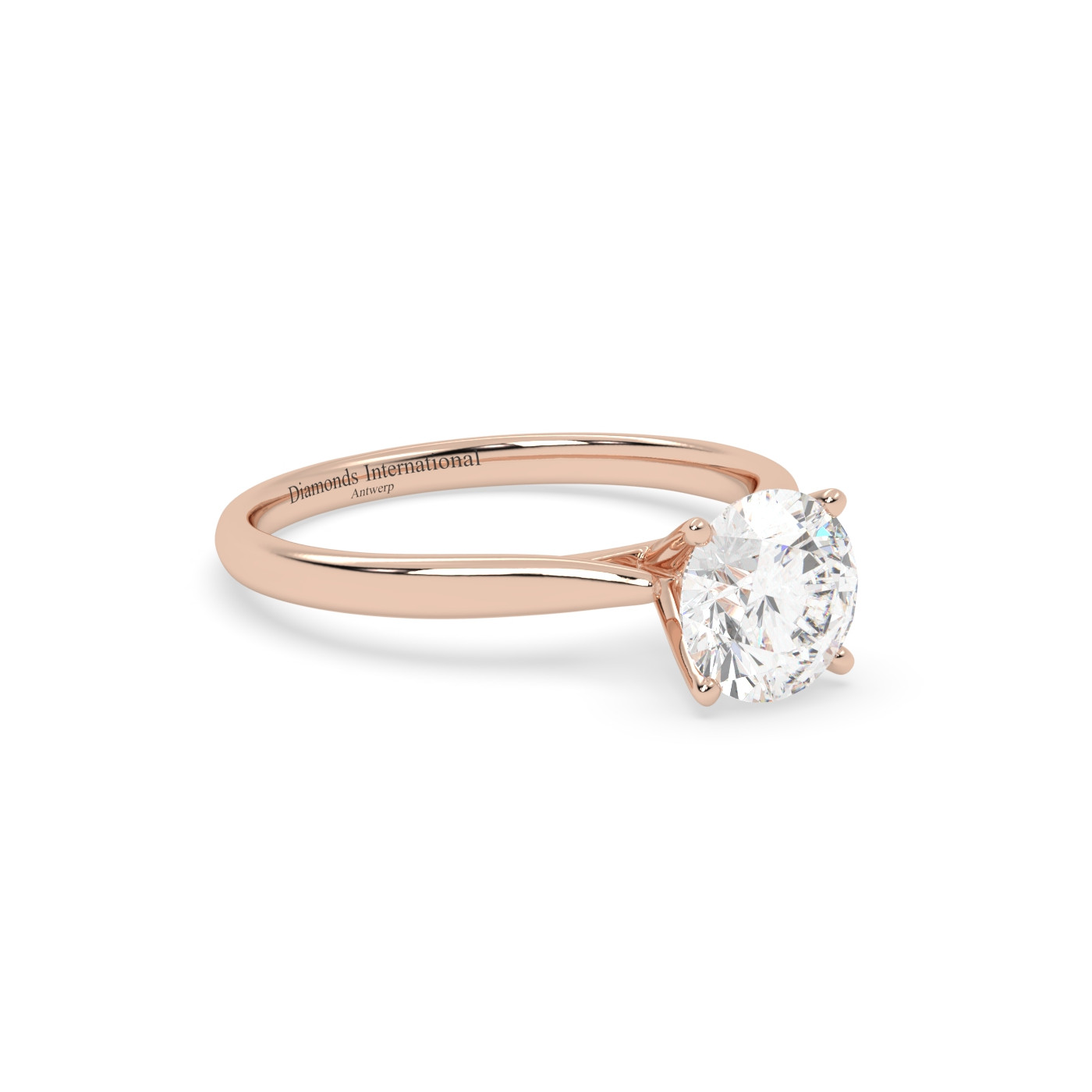 18k rose gold  round cut solitaire ring