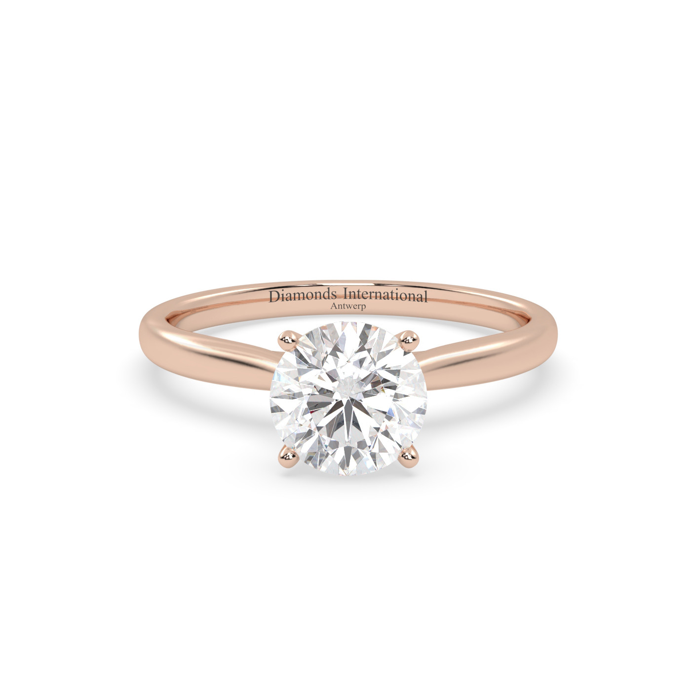 18k rose gold  round cut solitaire ring