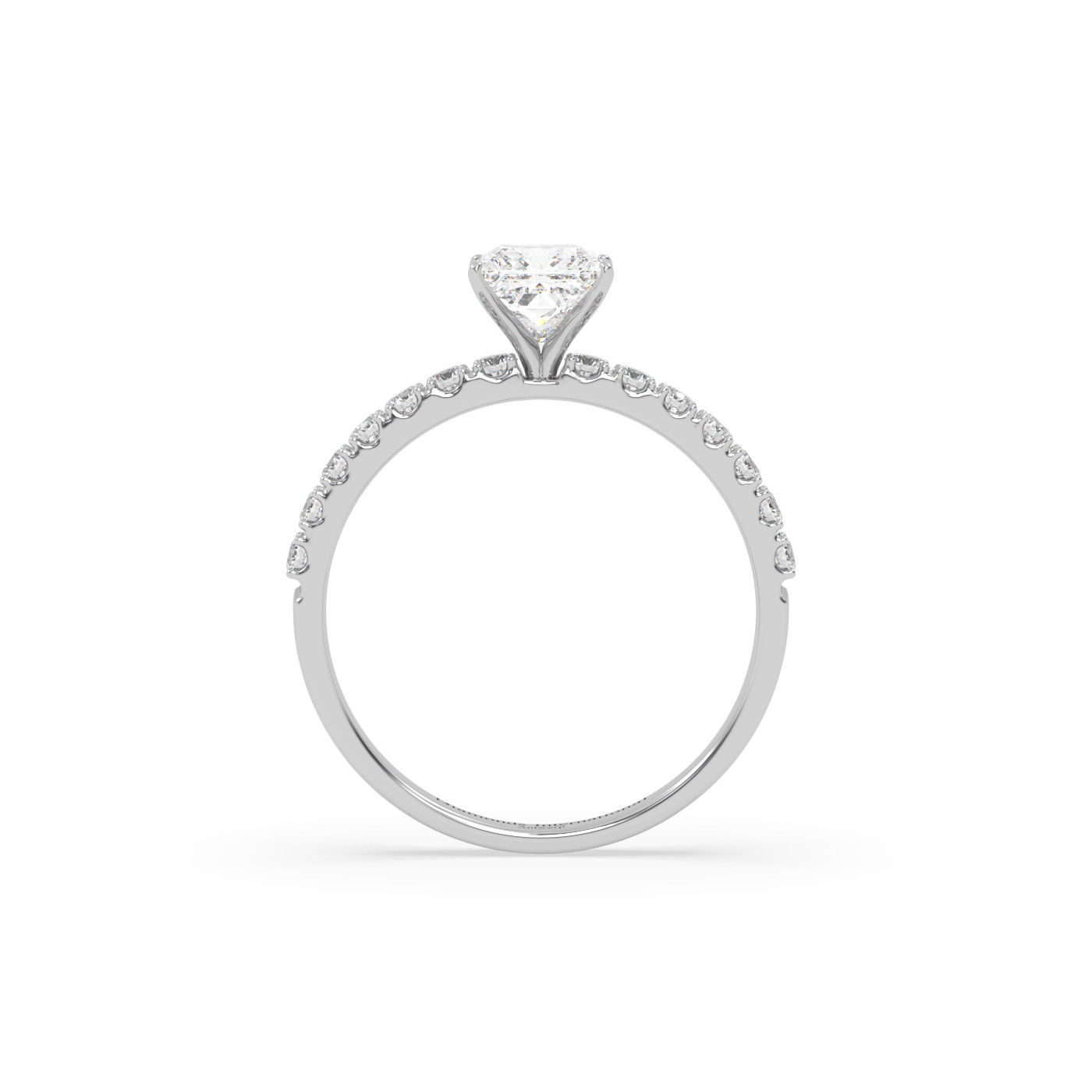18k white gold  princess cut pave set diamond ring