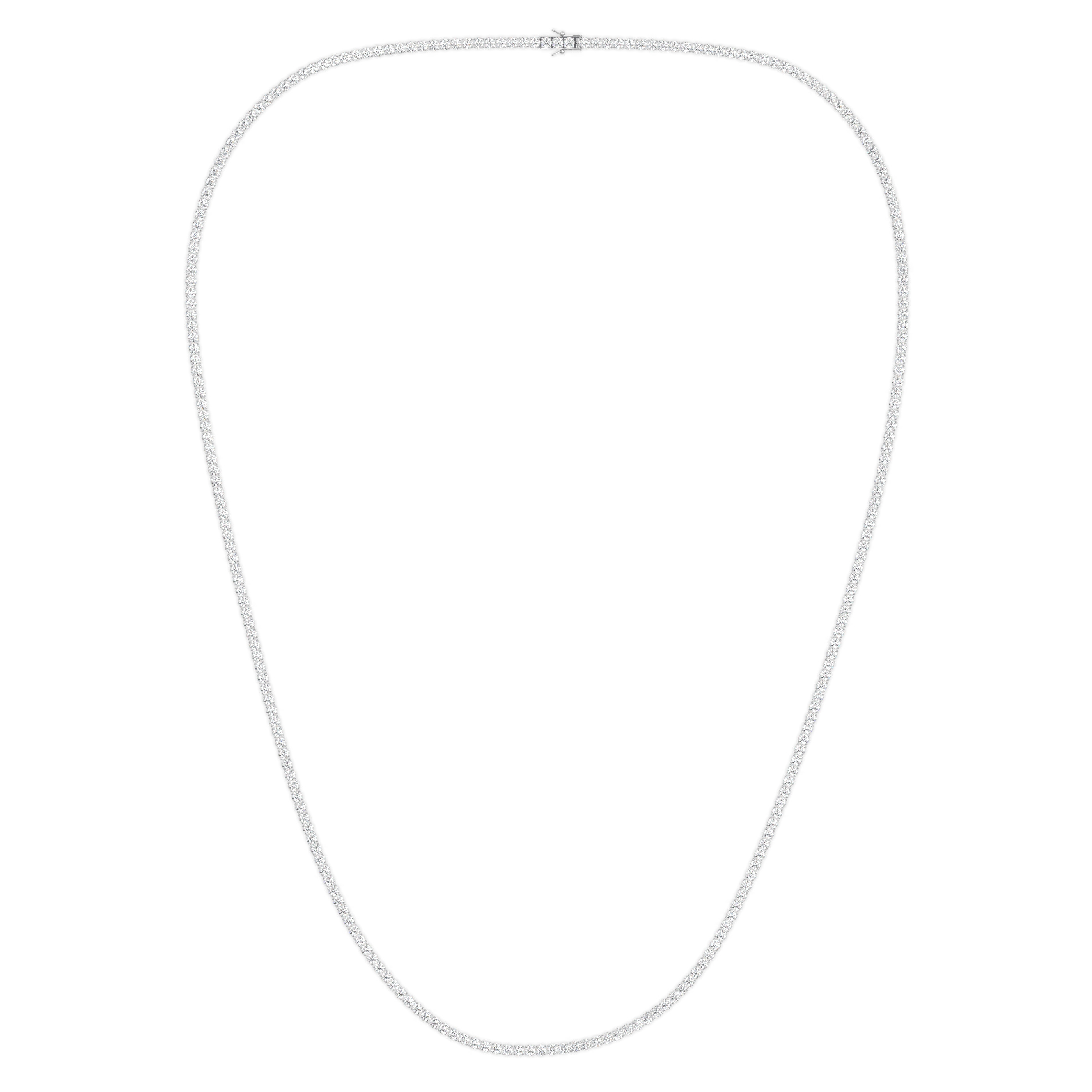 18k white gold  4.0 carat round diamond tennis minimalist necklace