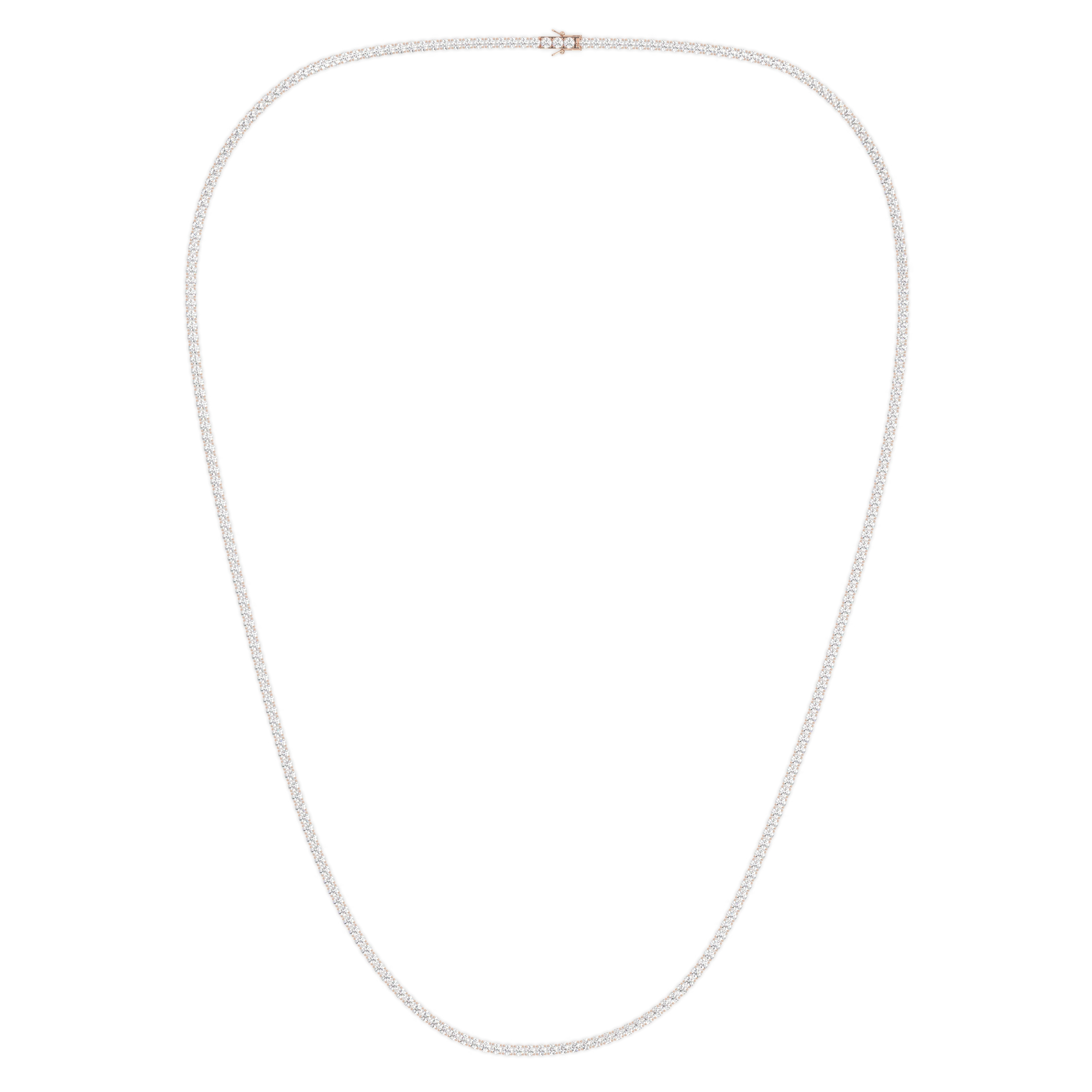 18k rose gold  4.0 carat round diamond tennis minimalist necklace