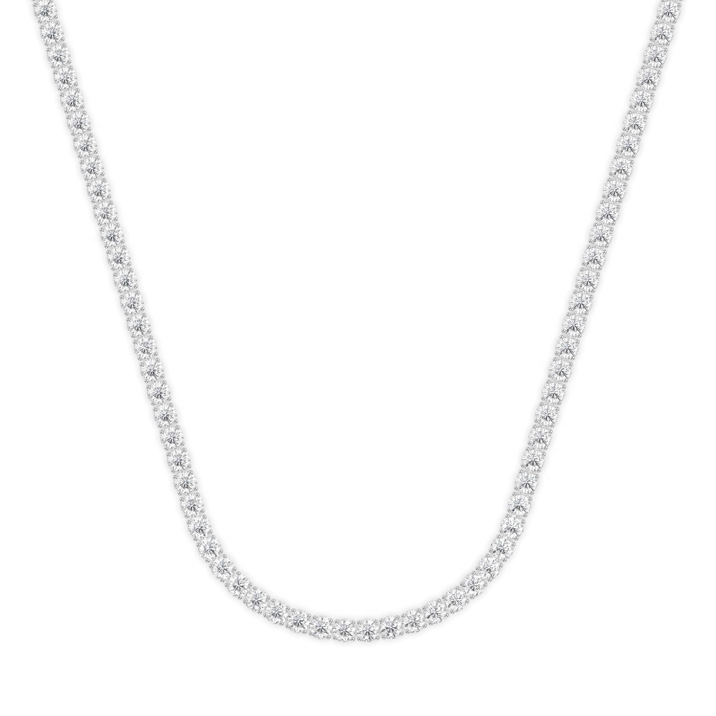 18k white gold  4.0 carat round diamond tennis minimalist necklace Photos & images