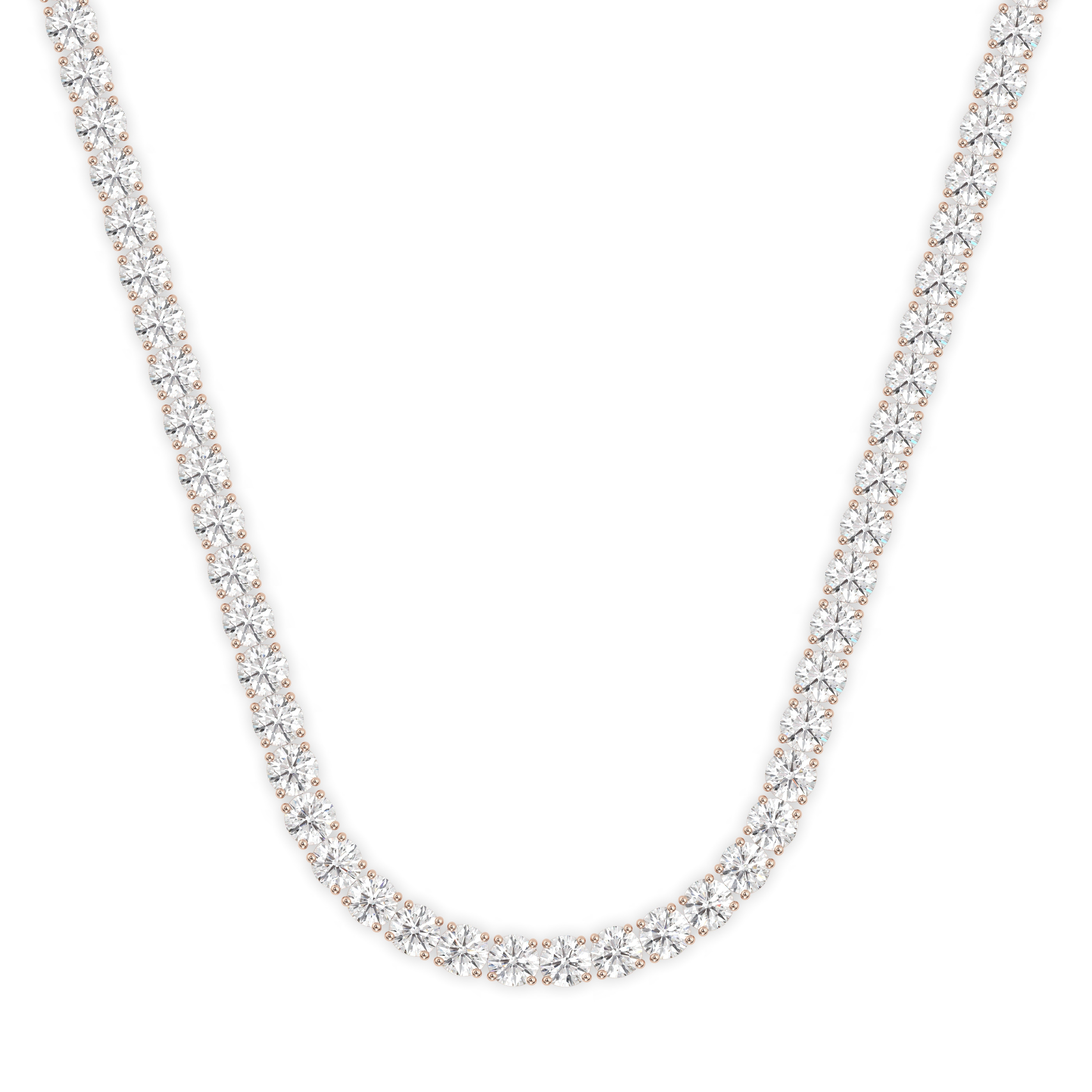 18k rose gold  4.0 carat round diamond tennis minimalist necklace Photos & images