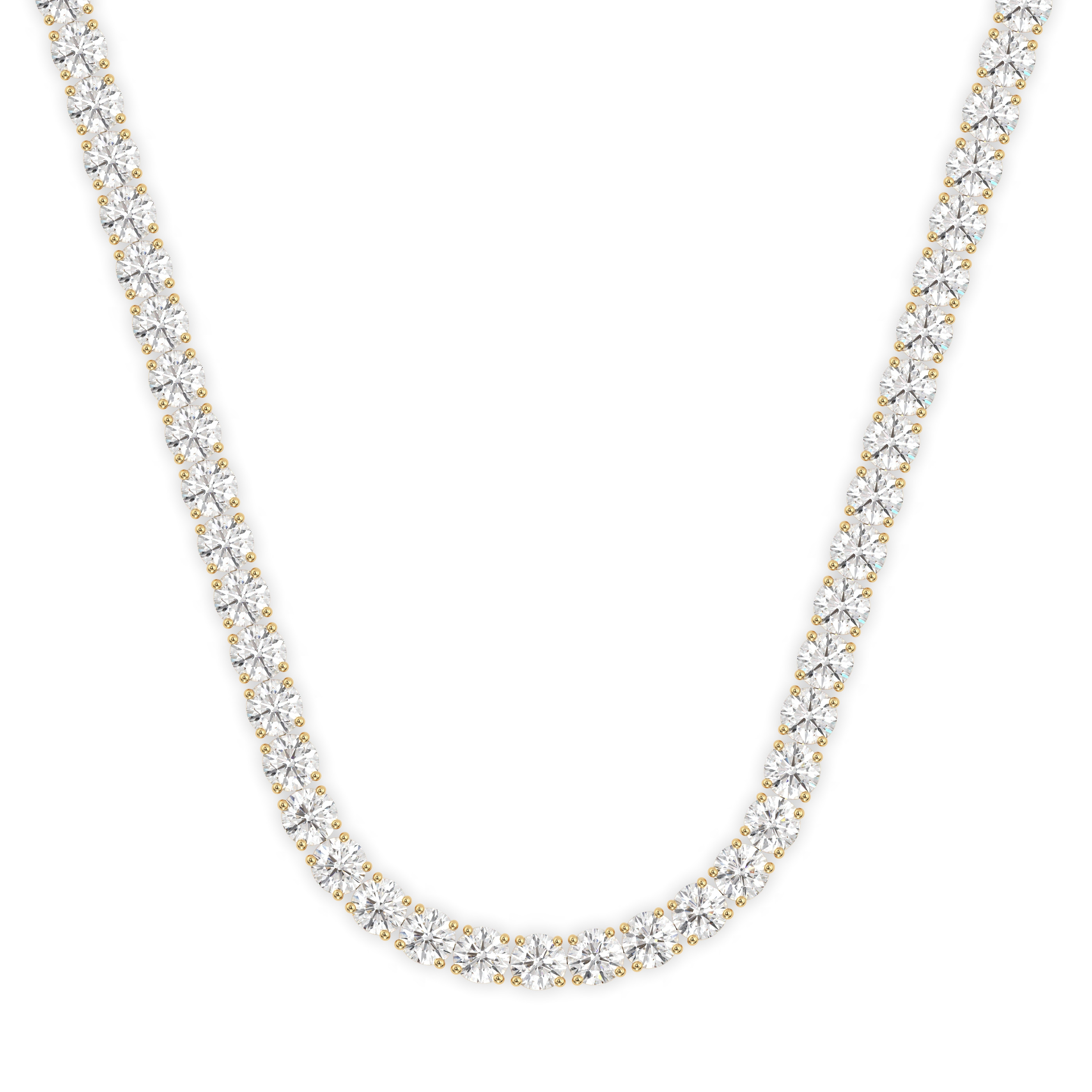 18k yellow gold 8.0 carat round diamond tennis minimalist necklace Photos & images